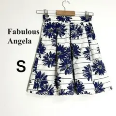 ファビュラスアンジェラ 花柄フレアスカート S ホワイト 膝丈 裏地付 Aラインのサムネイル
