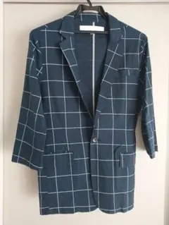 ネイビー チェック柄 テーラードジャケット