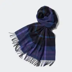 UNIQLO カシミヤマフラー ネイビー×パープル