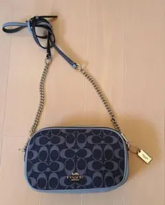 COACH モノグラム ショルダーバッグ ネイビー/ライトブルー - メルカリ