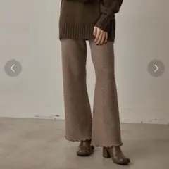 hinari ヒナリ　配色メロウジャガードニットパンツ　ブラウンのサムネイル