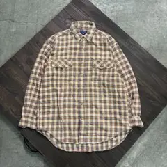 7BS2 チェック柄　コットンシャツ　長袖　L アメカジ　ネルシャツ古着used