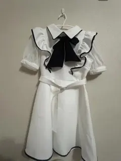 evelyn バイカラーリボンロンパース ミニ ワンピースオフホワイト