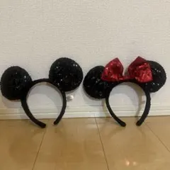 スパンコール　ミッキーミニー　カチューシャセット