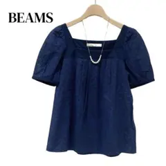 【新品、未使用】BEAMS ビームス半袖　花柄透け感ブラウス スクエアネックのサムネイル