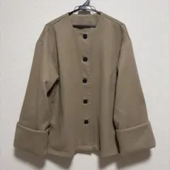 ショート丈コート　ノーカラー