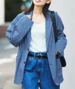 タグ付き FREAK'S STORE チェック柄 テーラードシャツジャケット