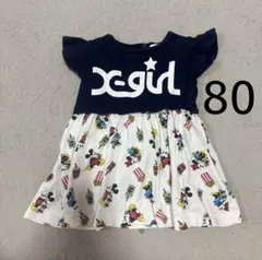 【used】80 エックスガールステージス　ミッキーマウス　ワンピース　ネイビー