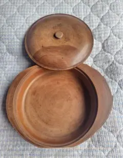 昭和レトロ　小物入れ　お菓子入れ　ジュエリーボックス　木製　栗の木　 蓋付ボウル