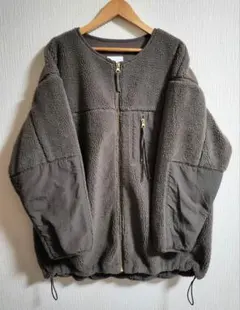 秋冬LEPSIM大人カジュアル長袖ノーカラーボアジャケットブルゾンブラウンレトロ