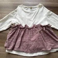 アプレレクールフリル付きリボンデザイン長袖カットソー 120