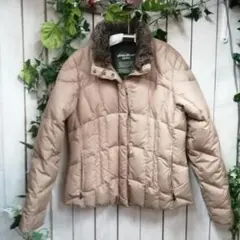 MK337★Eddie Bauer ベージュ ダウンジャケット★サイズM