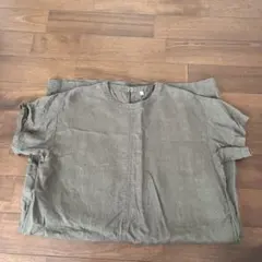 無印良品　MUJI 半袖ワンピース　カーキ　麻　リネン100%