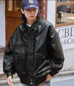 MONO-MART オーバーサイズヴィンテージライクブルゾン ブラック 黒 L