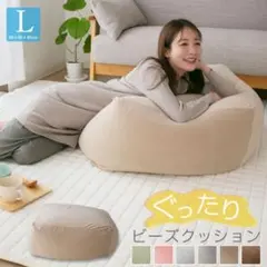 新品　ビーズクッション クッション Lサイズ もちもちマイクロベロア カバー付きのサムネイル