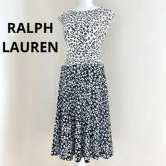 【美品】ラルフローレン　水玉模様 ワンピース ノースリーブ　フレア