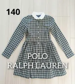ポロラルフローレン チェックワンピース キッズ ネイビー 140