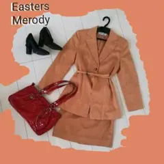 ベルト付きスエード調ジャケット＋タイトスカートセットアップ