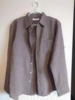 THE SHOP TK リネンライクレギュラーカラーシャツ モカブラウンのサムネイル