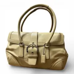COACH コーチ ソーホー ハンドバッグ フラップ　レザー ベージュ　保存袋付