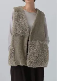 LEPSIM アソートファーベスト　グレイ×切り替え