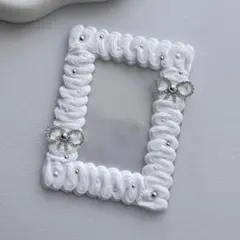 ホイップデコ　硬質トレカケース　y2k キラキラリボン　ホワイト