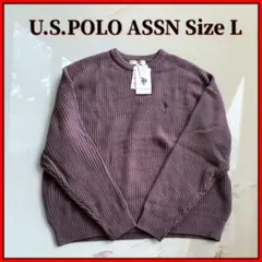 新品タグ付U.S. POLO ASSN ニット リブ編 L 紫 ユニセックス春のサムネイル