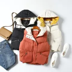 YY-010超人気お買得　多色選択可能可愛いフード付きダウンベスト