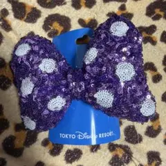 ミニーちゃんヘアゴムリボン紫