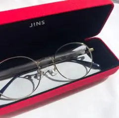 JINS ゴールド メタル ラウンド メガネ クリアレンズ 伊達メガネ 度なし
