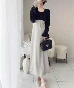 【mily bilet】レイヤード風キャンディースリーブドッキングワンピース