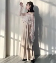 hinari チュールオケージョンドレス ベージュ Sサイズ
