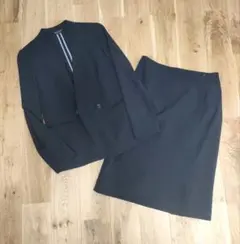 プラステ リネンブレンド ストレッチ ノーカラー ワイドパンツ スーツ