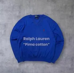 90's ラルフローレン コットンニット ピマコットン ブルー