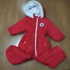 CONVERSE フード付きジャンプスーツ レッド90サイズ
