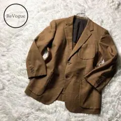 vintage テーラードジャケット　グレンチェック　ブラウン　古着　レトロ感