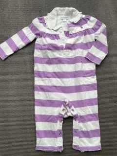 Ralph Lauren ストライプ ロンパース 9M ホワイト×パープル