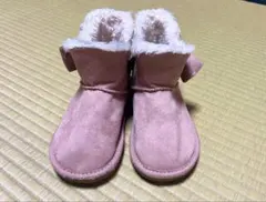 ミキハウス ピンクリボン付きファーブーツ 18cm