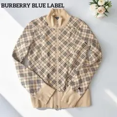 バーバリーブルーレーベル ノバチェック ジップアップ ジャケット ホースロゴ刺繍