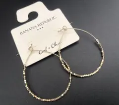 新品 バナナリパブリック　ドロップ フープピアス　淡ゴールド フックピアス