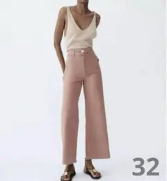 ZARA ザラ　マリンストレートハイウェストパンツ ピンク 32