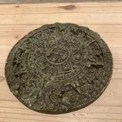 ヴィンテージ品　メキシコ刻印　銅製　ハンドメイド　アステカ暦　壁掛け ヴィンテージ品 メキシコ刻印 銅製 ハンドメイド アステカ暦