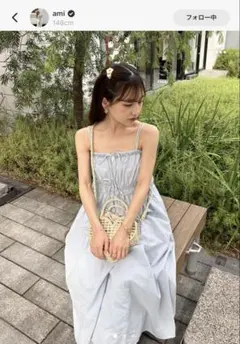 mystic リボンギャザーキャミワンピース