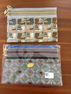 新品未使用⭐️バンコク　シルクポーチ ジムトンプソン タイシルク 象柄ネイビーキャンバスポーチ【未
