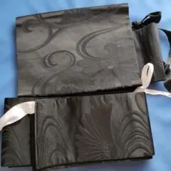 1007-4⁑黒い喪服帯の二部式帯　簡易帯　作り帯