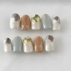 淡色ベース*春デザインネイルチップ