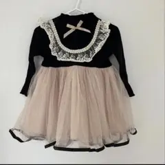 ベビードレス 黒とベージュ チュール 長袖