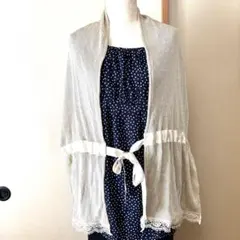 ドレスキップ　パーティーマフラー　ショール　アイボリー レース付きストール