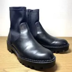 美品 ZARA トラックソール ソックスブーツ 厚底 黒36