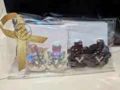 フラワーデザイン ピアス(ブラック・ホワイト)2個セット